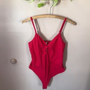💕red one piece button up tank top💕